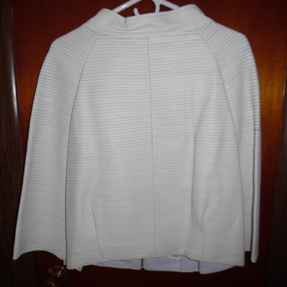 White Ribbed Leather Jacket - Picture 4 of 9